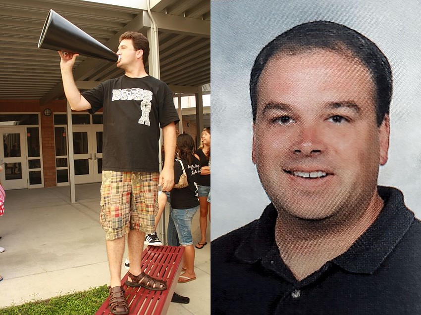 Social studies teacher Dan McLean and mathematics teacher Jeff Hilt have taught at Braden River High School since it opened in 2005.
